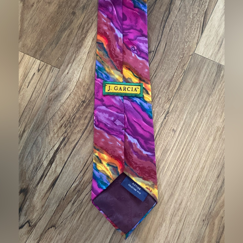 J Garcia Riptide collection five 100% silk watercolor bright colorful men's tie - Picture 5 of 7